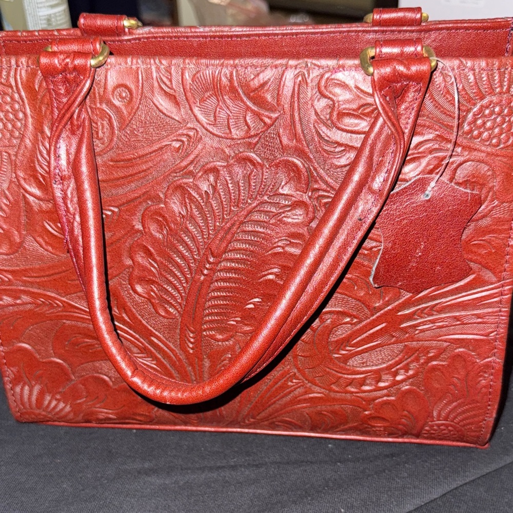 Elegant burgundy Mexican Embossed Handbag